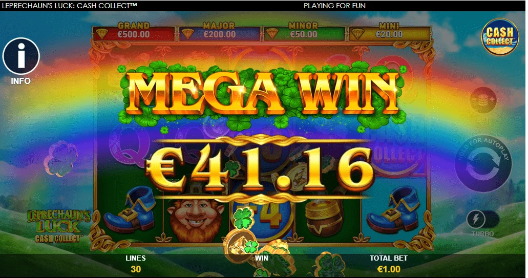 Leprechaun's Luck Cash Collect mega win 3