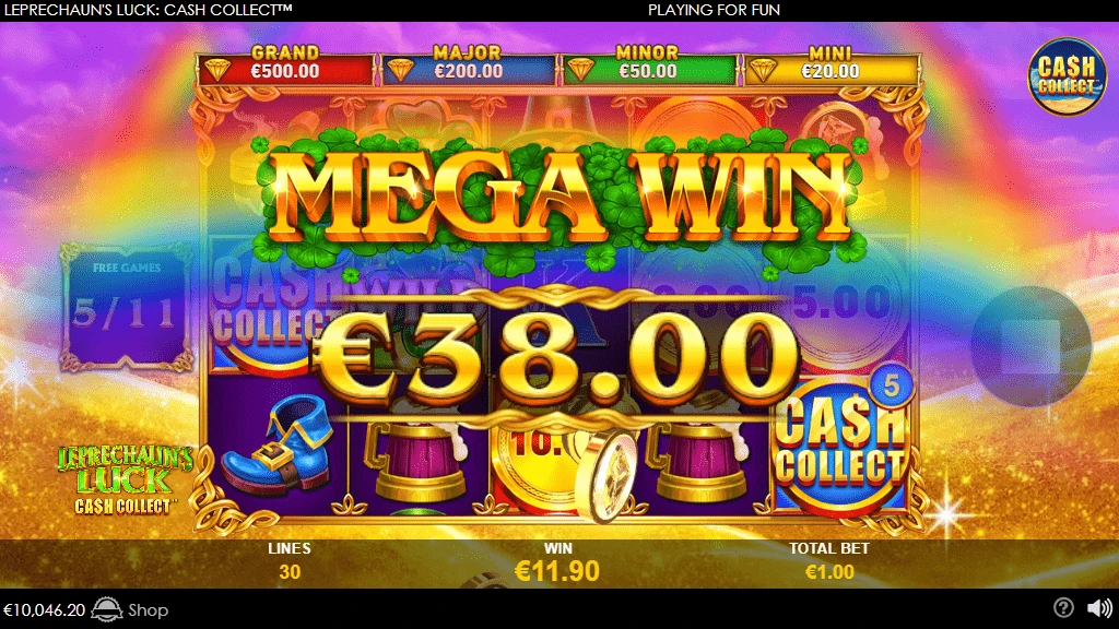 Leprechaun's Luck Cash Collect mega win